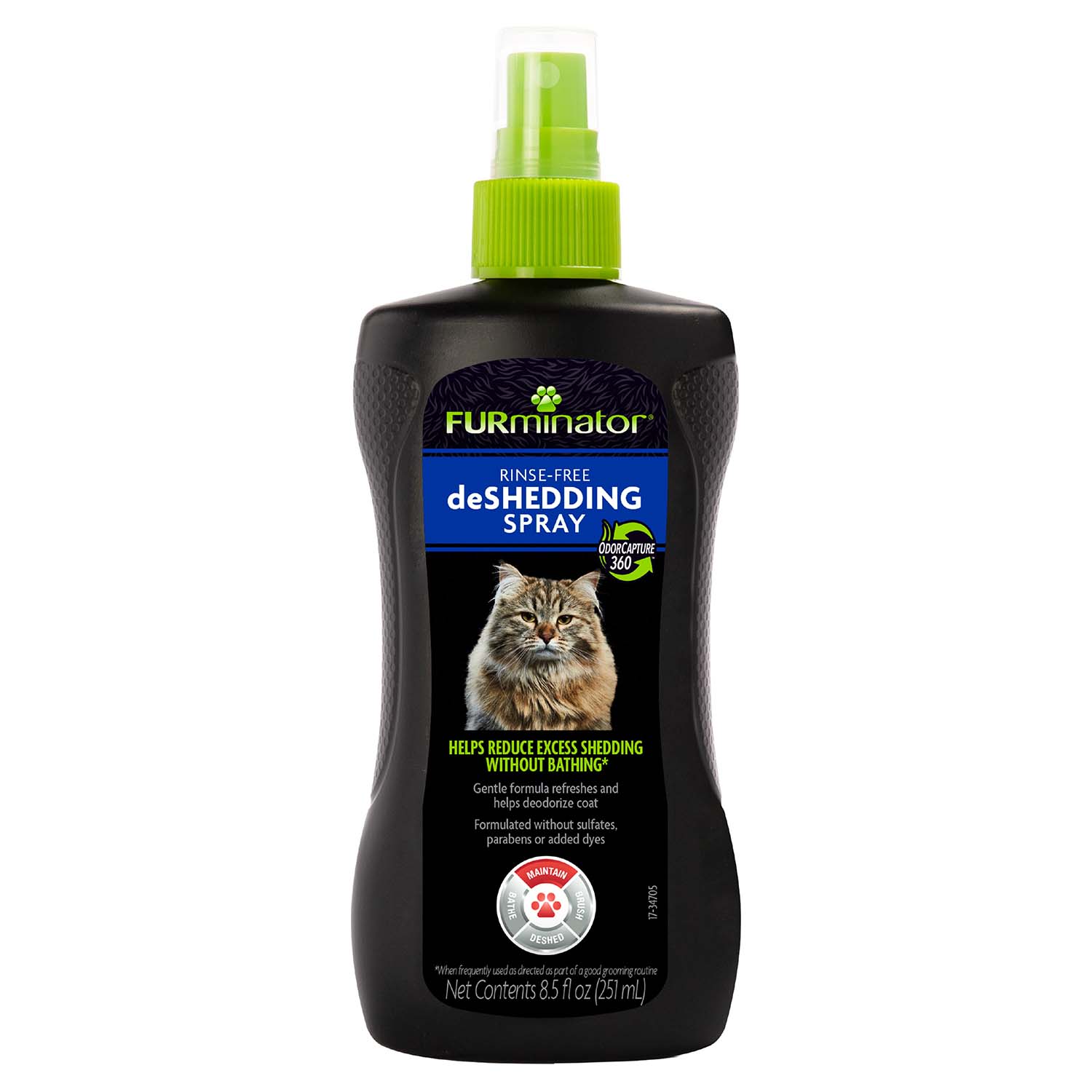 FURminator Rinse Free deShedding Spray For Cats 8.5 Fluid Ounces Helps Reduce Excess Shedding And Refreshes Between Baths FURminator
